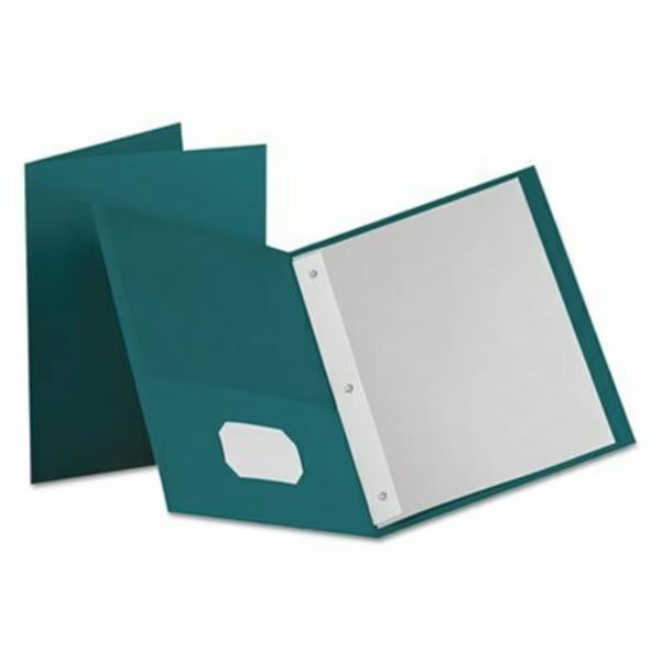 Oxford, Twin-Pocket Folders With 3 Fasteners, Letter, 1/2in Capacity, Teal, 25PK, Tops Business Forms, Mfr#: 57755